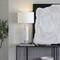 White Marble Slender Stand Table Lamp with Drum Shade 15" x 15" x 29"